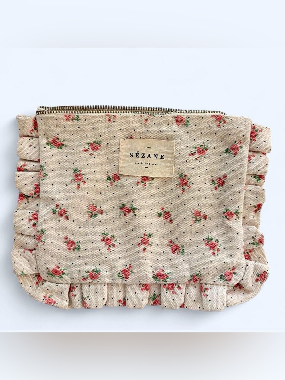 Sézane Paris Linen Floral Makeup Pouch